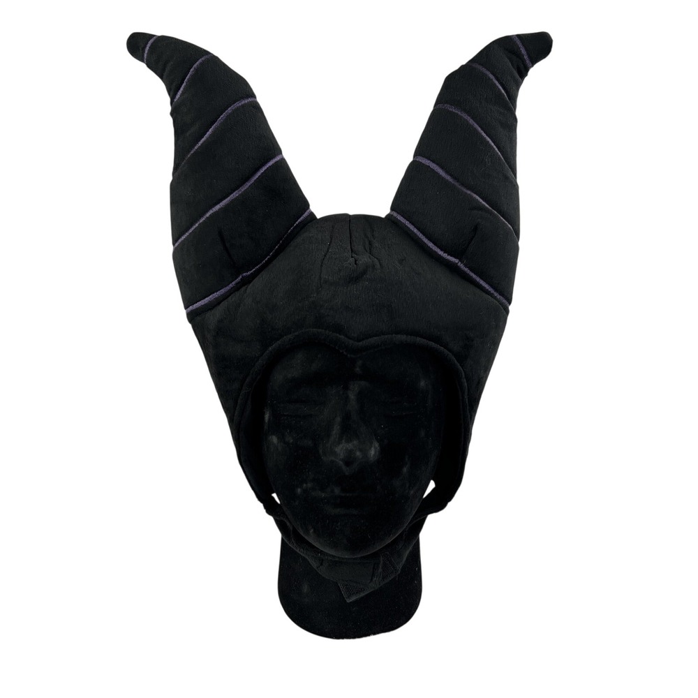 Disney Parks Maleficent Horns Hat Headpiece Adult Black Plush Villain Cosplay